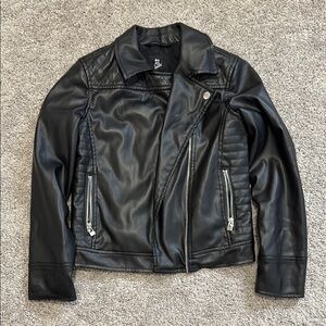 Girls Black Faux Leather Jacket